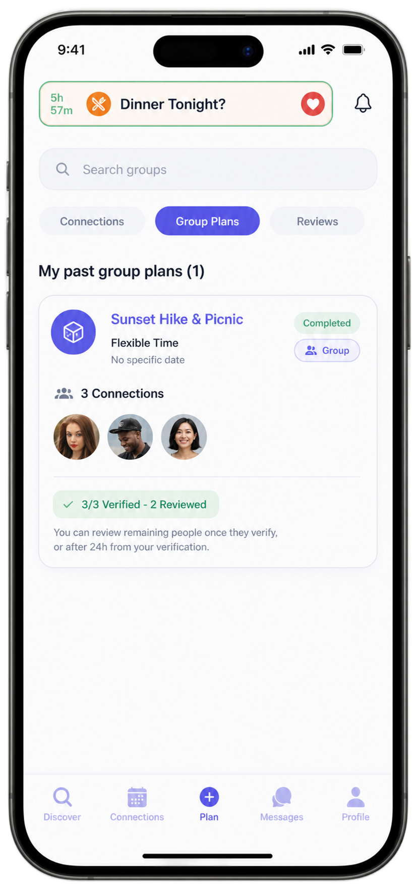 Group plans screen